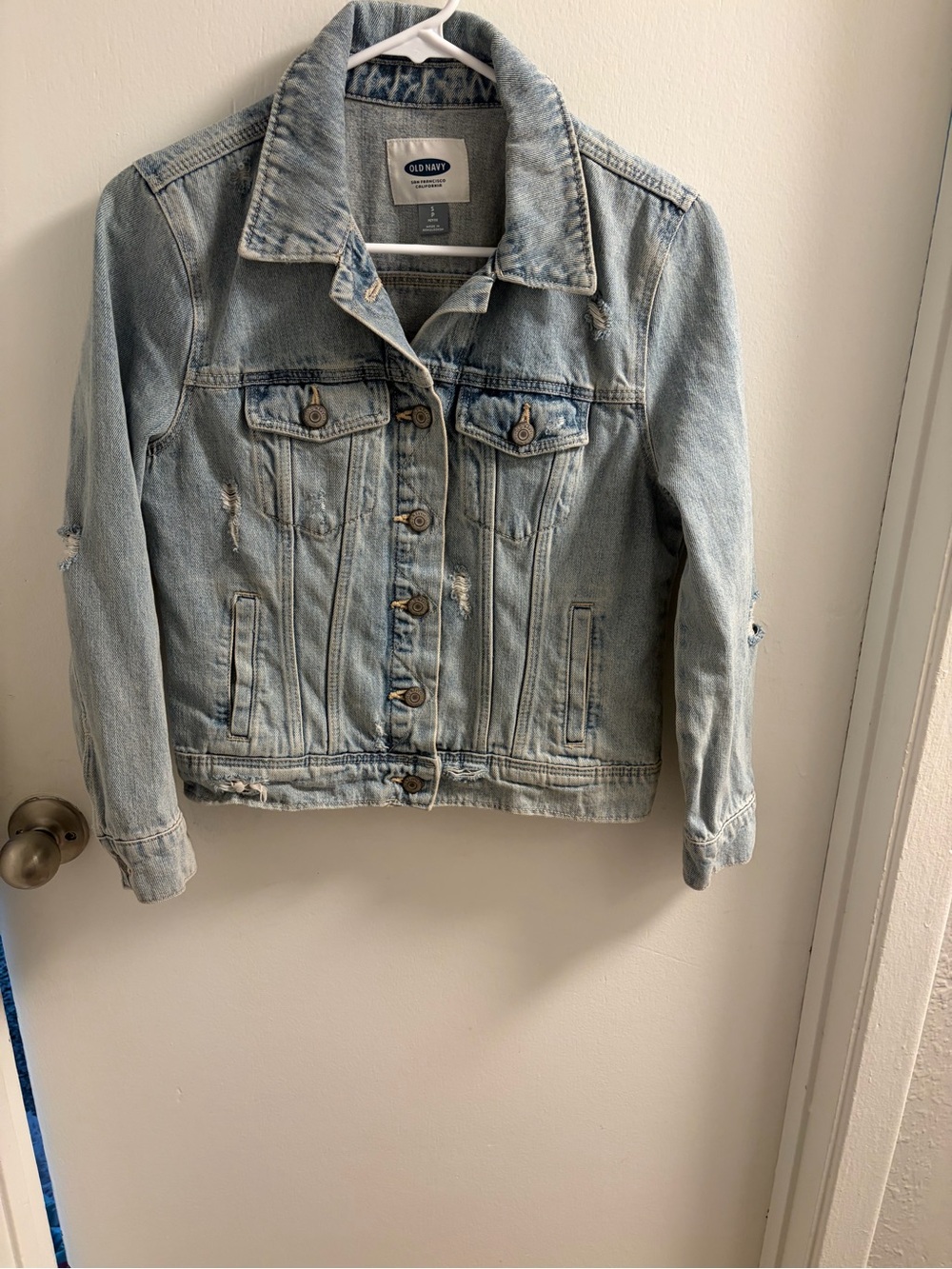 Old Navy Light Wash Distressed Jean Denim Jacket Size S